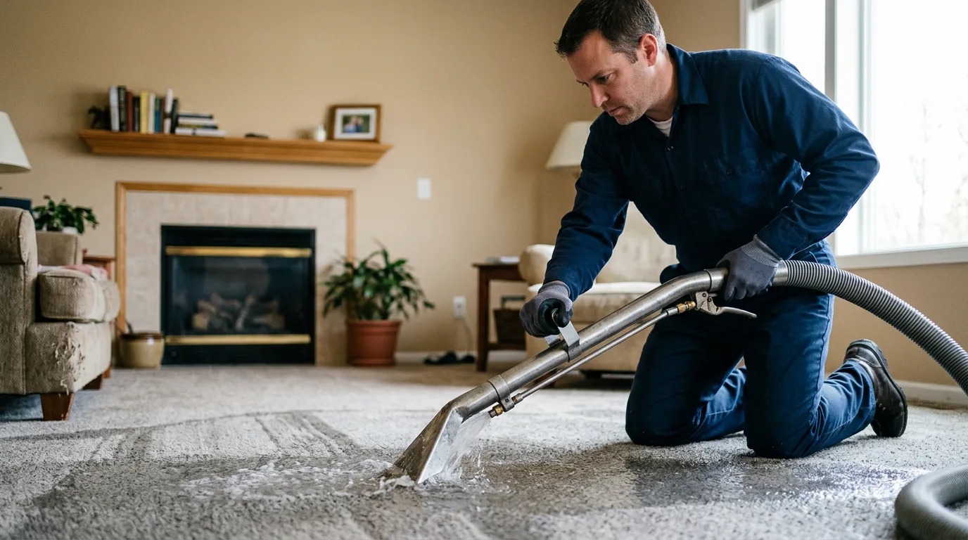 Water damage restoration technician working near Boling, TX